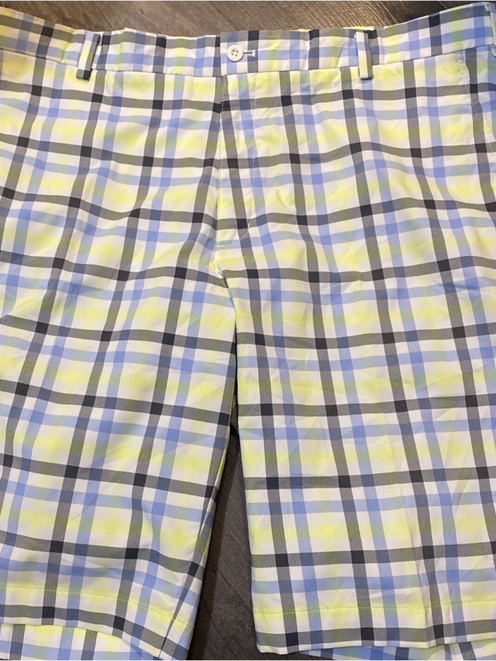 Nike Men's Plaid Golf Shorts in Blue, Yellow & Gray